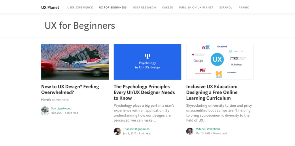 UX for Beginners - image du blog collaboratif pour débutants