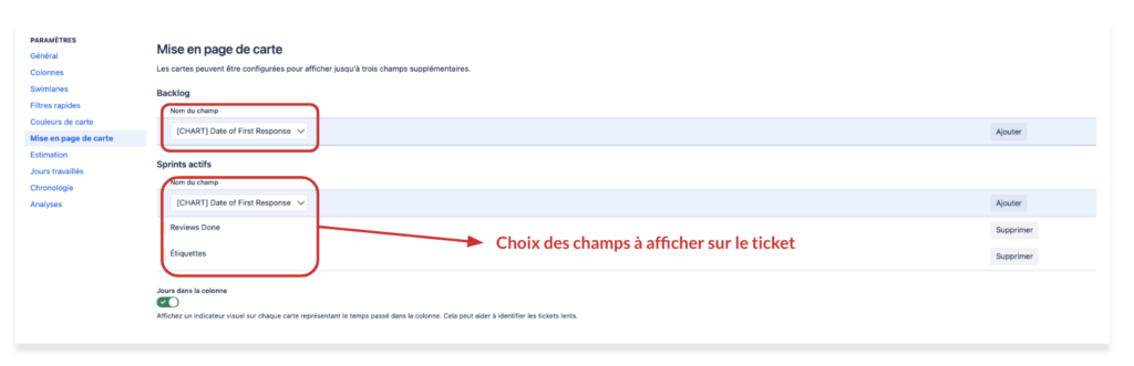 Mise en page des cartes sur Jira
