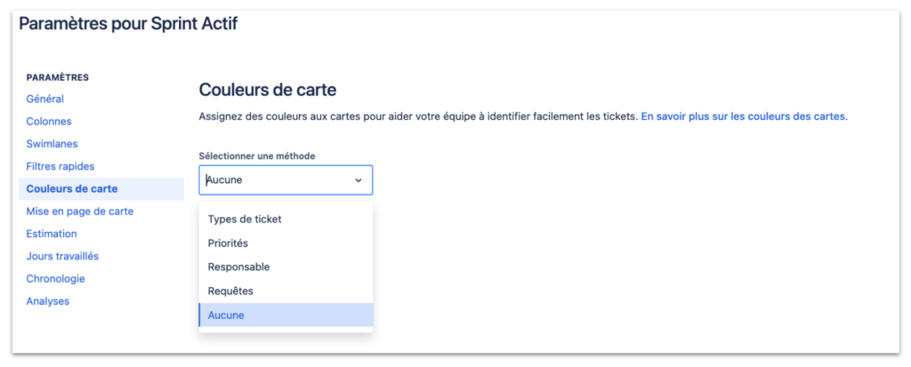 Couleurs des cartes sur Jira
